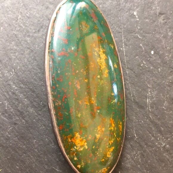 Vintage metal brooch One of a Kind Artist handmade sterling silver Stone pin - Picture 11 of 13